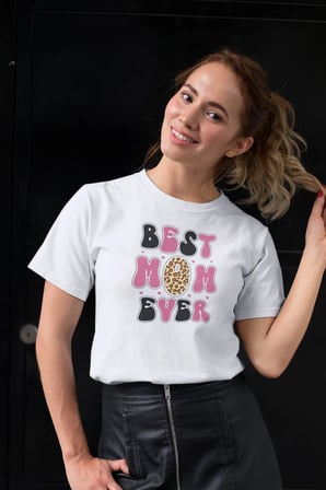 Best Mom Ever No:2 Baskılı Anneler Günü Hediyelik Beyaz %100 Pamuklu T Shirt