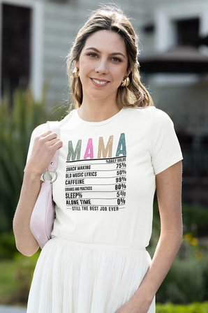 Mother Besin Tablosu Baskılı Anneler Günü Hediyelik Beyaz %100 Pamuklu T Shirt