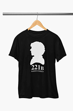 Sherlock Baker Street 221B Baskılı Sevgili Arkadaşa Hediyelik Beyaz Unisex T-Shirt