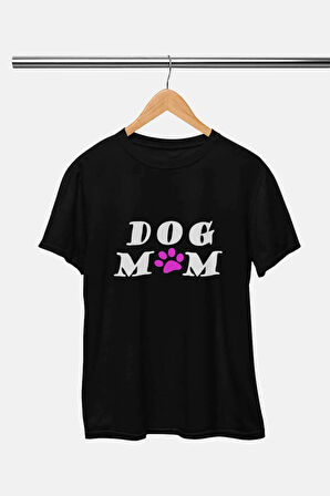 Dog Mom Baskılı Eğlenceli Hediyelik Beyaz Unisex T-Shirt