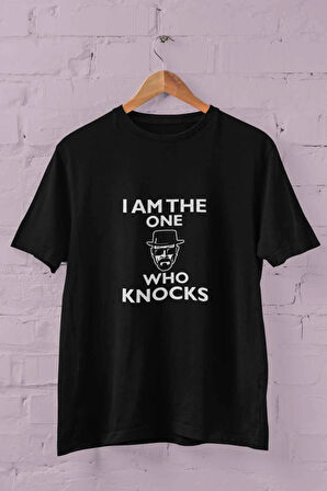 I Am The One Who Knocks Baskılı Breaking Bad Walter White Heisenberg Eğlenceli Siyah Unisex T-Shirt