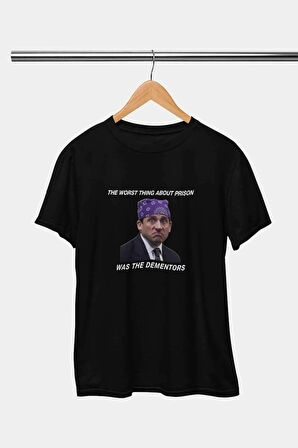 Prison Mike The Office Baskılı Hediyelik Eğlenceli Siyah Unisex T-Shirt