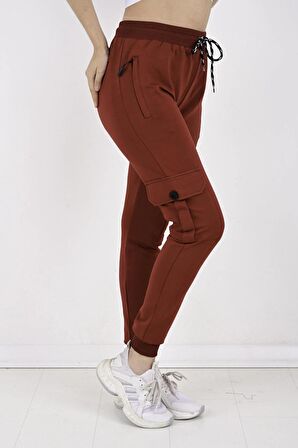 2 İplik Yanları Kargo Cepli Kadın Eşofman Altı-8820