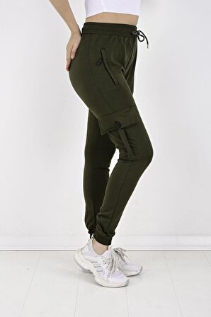 2 İplik Yanları Kargo Cepli Kadın Eşofman Altı-8820