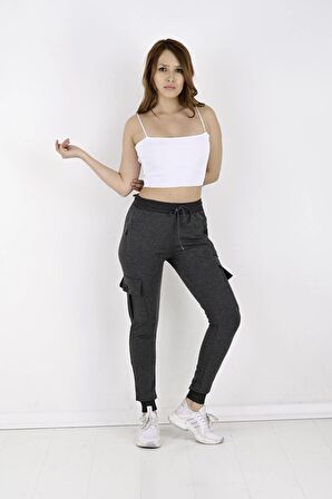 2 İplik Yanları Kargo Cepli Kadın Eşofman Altı-8820