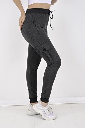 2 İplik Yanları Kargo Cepli Kadın Eşofman Altı-8820