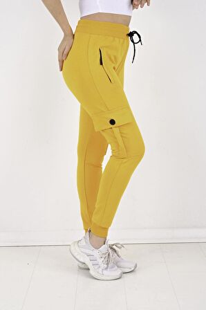 2 İplik Yanları Kargo Cepli Kadın Eşofman Altı-8820