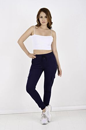 2 İplik Yanları Kargo Cepli Kadın Eşofman Altı-8820