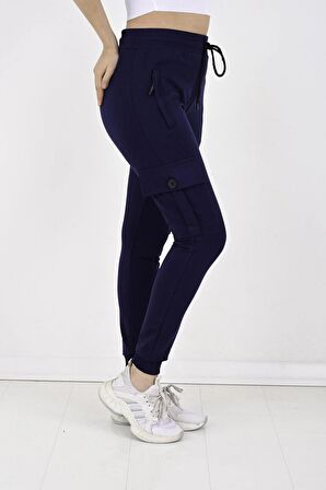 2 İplik Yanları Kargo Cepli Kadın Eşofman Altı-8820