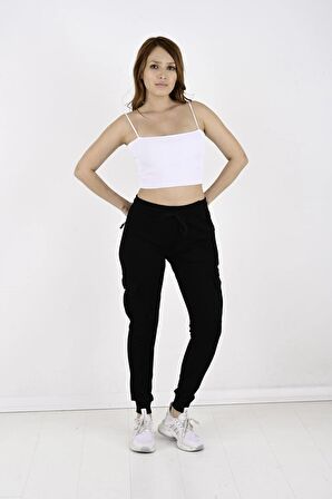 2 İplik Yanları Kargo Cepli Kadın Eşofman Altı-8820