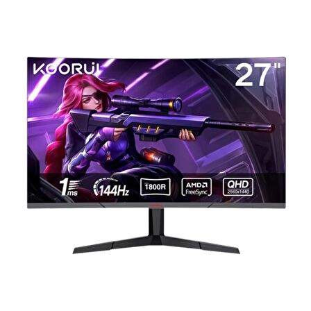 Koorui 27" 27E6QC 144Hz 1ms VA QHD (HDMI, DisplayPort) Curved Monitör