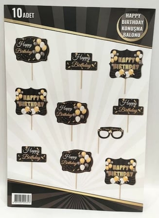 Premium Parti Hatıra Özel Gün HAPPY BRITHDAY SİYAH GOLD KONUŞMA BALONU