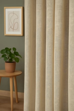 Natural Modern File Dokulu Keten Tül Perde PİLELİ Salon Oturma Odası Yatak Odası Çocuk Odası