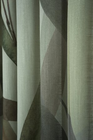 Floral Desenli Yeşil Şık Natural Keten Dokulu Tül Perde Salon Oturma Odası Yatak Odası Çocuk Odası