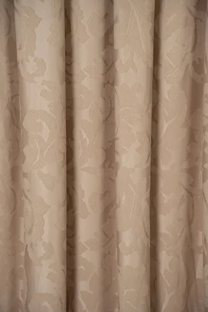 Modern Şık Kabartmalı Jakarlı Bej Fon Perde Salon Oturma Odası Yatak Odası Çocuk Odası