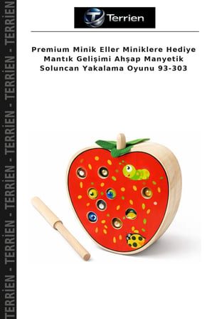 Premium Minik Eller Miniklere Hediye Mantık Gelişimi Ahşap Manyetik Soluncan Yakalama Oyunu 93-303