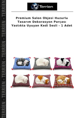 Premium Salon Objesi Huzurlu Tasarım Dekorasyon Parçası Yastıkta Uyuyan Kedi Sesli - 1 Adet