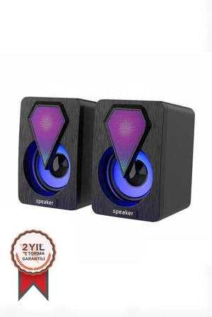Özel Üretim Bilgisayar Hoparlör 1+1 3.5mm D04 Siyah Oyun Aksesuarı Teknik Parça Ses Ünitesi