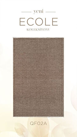 Atlas Halı Ecole QF02A Kahverengi Pamuk Akrilik Silinebilir Leke Tutmaz Yumuşak Dokulu Kilim Halı