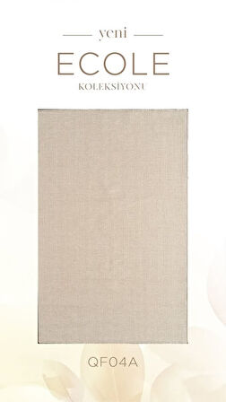 Atlas Halı Ecole QF04A Bej Pamuk Akrilik Silinebilir Leke Tutmaz Yumuşak Dokulu Kilim Halı