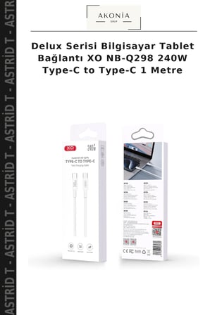 Delux Serisi Bilgisayar Tablet Bağlantı XO NB-Q298 240W Type-C to Type-C 1 Metre