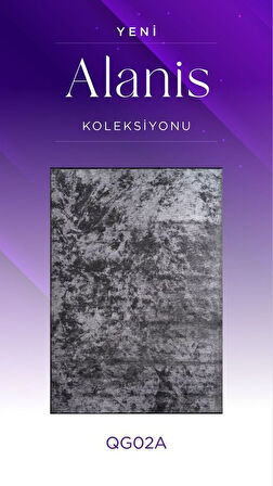 Royal Halı Alanis QG02A Antrasit Pamuk Akrilik Yumuşak Silinebilir Modern Kilim Halı