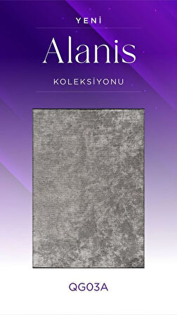 Royal Halı Alanis QG03A Gri Pamuk Akrilik Yumuşak Silinebilir Modern Kilim Halı