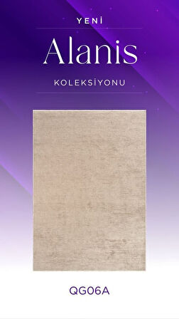 Royal Halı Alanis QG06A Bej Pamuk Akrilik Yumuşak Silinebilir Modern Kilim Halı