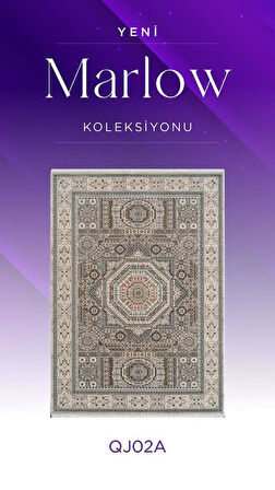 Royal Halı Marlow QJ02A Krem Lacivert Multi Akrilik Yumuşak Dokulu Klasik Vintage Halı