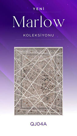 Royal Halı Marlow QJ04A Krem Lacivert Akrilik Yumuşak Dokulu Klasik Vintage Halı