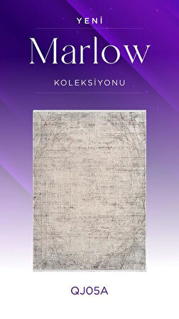 Royal Halı Marlow QJ05A Krem Gri Akrilik Yumuşak Dokulu Çizgili Modern Halı