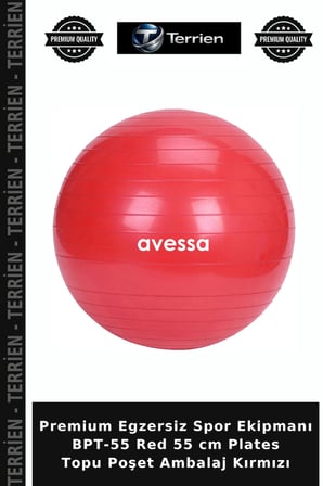 Premium Egzersiz Spor Ekipmanı BPT-55 Red 55 cm Plates Topu Poşet Ambalaj Kırmızı