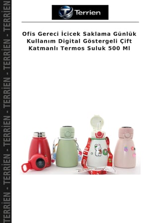 Ofis Gereci İcicek Saklama Günlük Kullanım Digital Göstergeli Çift Katmanlı Termos Suluk 500 Ml