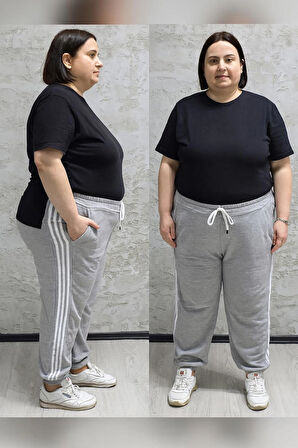 BYN-2225-BATTAL BEDEN 2 İPLİK Kadın EŞOFMAN