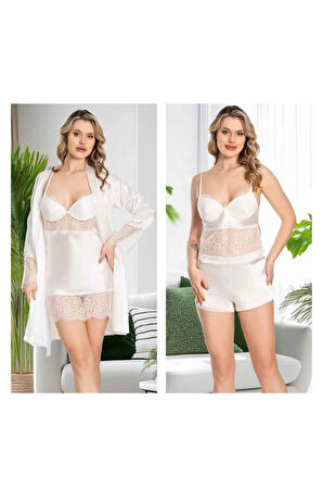 Kadın Saten 6'lı Dantelli Gelin Çeyiz Seti JQ.4R.8K1.MK