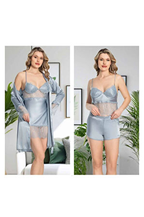 Kadın Saten 6'lı Dantelli Gelin Çeyiz Seti JQ.4R.8K1.MK