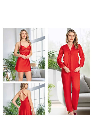 Kadın Saten 6'lı İşlemeli Gelin Çeyiz Seti JQ.4R.6K6.MK