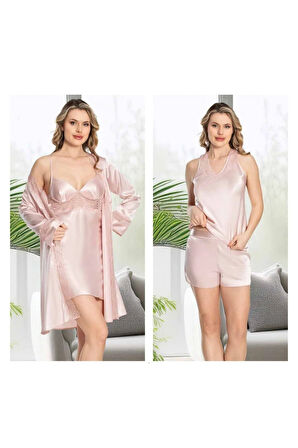 Kadın Saten 6'lı İşlemeli Gelin Çeyiz Seti JQ.4R.6K6.MK