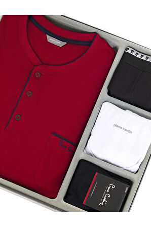 Pamuklu Pijama Takımı-Boxer-Atlet-Çorap 4'lü Kutulu Damat Çeyiz Seti Q2.U.0O.K0K.A0P.C