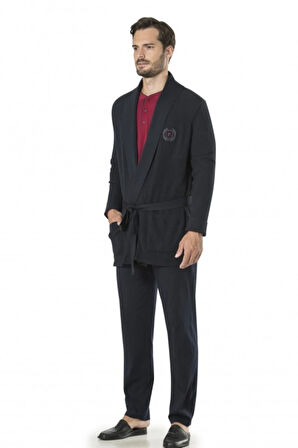 %100 Pamuklu Pijama Takımı & Triko Robdöşambırlı 5'li Kutulu Damat Çeyiz Seti Q6.K6.K0.6