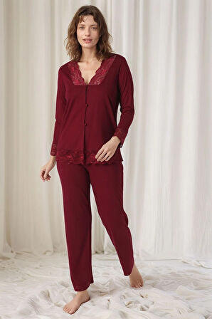 Kadın Bordo Penye Gelin 6'lı Çeyiz Seti Sabahlık & Gecelik & Pijama Şortlu Takım Q9U6O2K0KKA