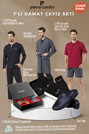 Erkek Lisanslı Kutulu Lacivert 7'li Damat Çeyiz Seti