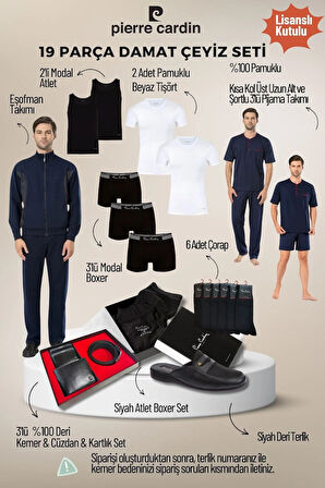 Erkek Lisanslı Kutulu Lacivert 19'lu Damat Çeyiz Seti QÇS.6EY.TK.Z4K68.19.L