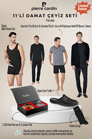 Erkek Yeni Sezon Lisanslı Kutulu Siyah 11'li Damat Çeyiz Seti QP6S7K5E1ITKE.11L