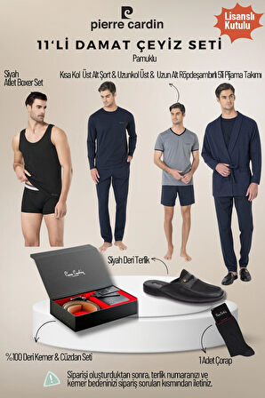 Erkek Yeni Sezon Lisanslı Kutulu Lacivert 11'li Damat Çeyiz Seti QP6S7K5E1ITKE.11L