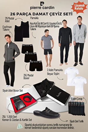 Erkek Yeni Sezon Lisanslı Kutulu Gri 26'lı Damat Çeyiz Seti QP6S7K5E1ITKE.26L