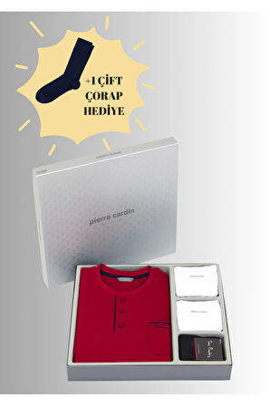 Pamuklu Bordo 5'li Özel Kutulu Damat Çeyiz Seti (+1 Çift Çorap Hediyeli) 3SQ1EK1KT1.5.L