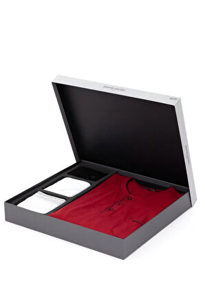 Pamuklu Bordo 5'li Özel Kutulu Damat Çeyiz Seti (+1 Çift Çorap Hediyeli) 3SQ1EK1KT1.5.L