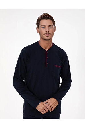 Pamuklu Lacivert 5'li Özel Kutulu Damat Çeyiz Seti (+1 Çift Çorap Hediyeli) 3SQ1EK1KT1.5.L