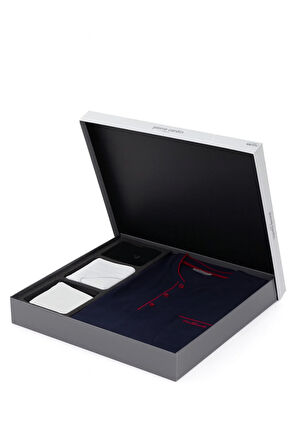 Pamuklu Lacivert 5'li Özel Kutulu Damat Çeyiz Seti (+1 Çift Çorap Hediyeli) 3SQ1EK1KT1.5.L